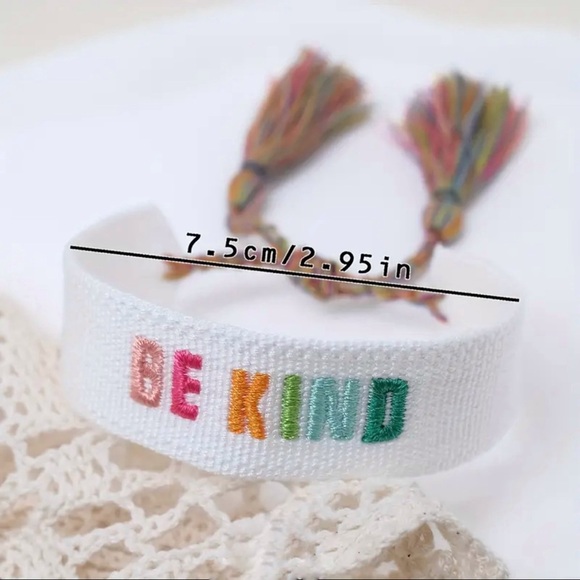 Woven Tassel Be Kind Rainbow Friendship Bracelet - Picture 3 of 3
